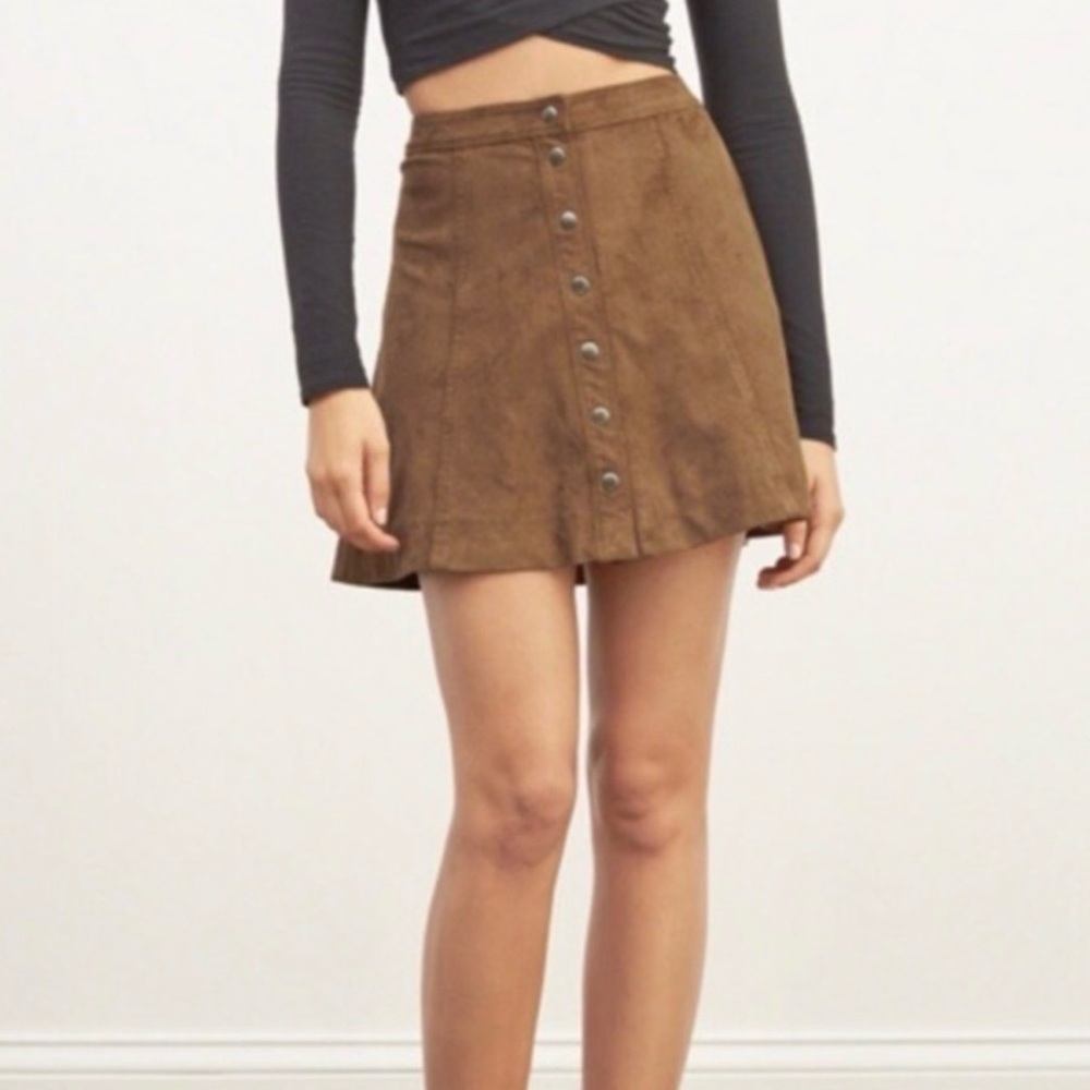 Abercrombie & Fitch Tan Button-Up Mini Skirt